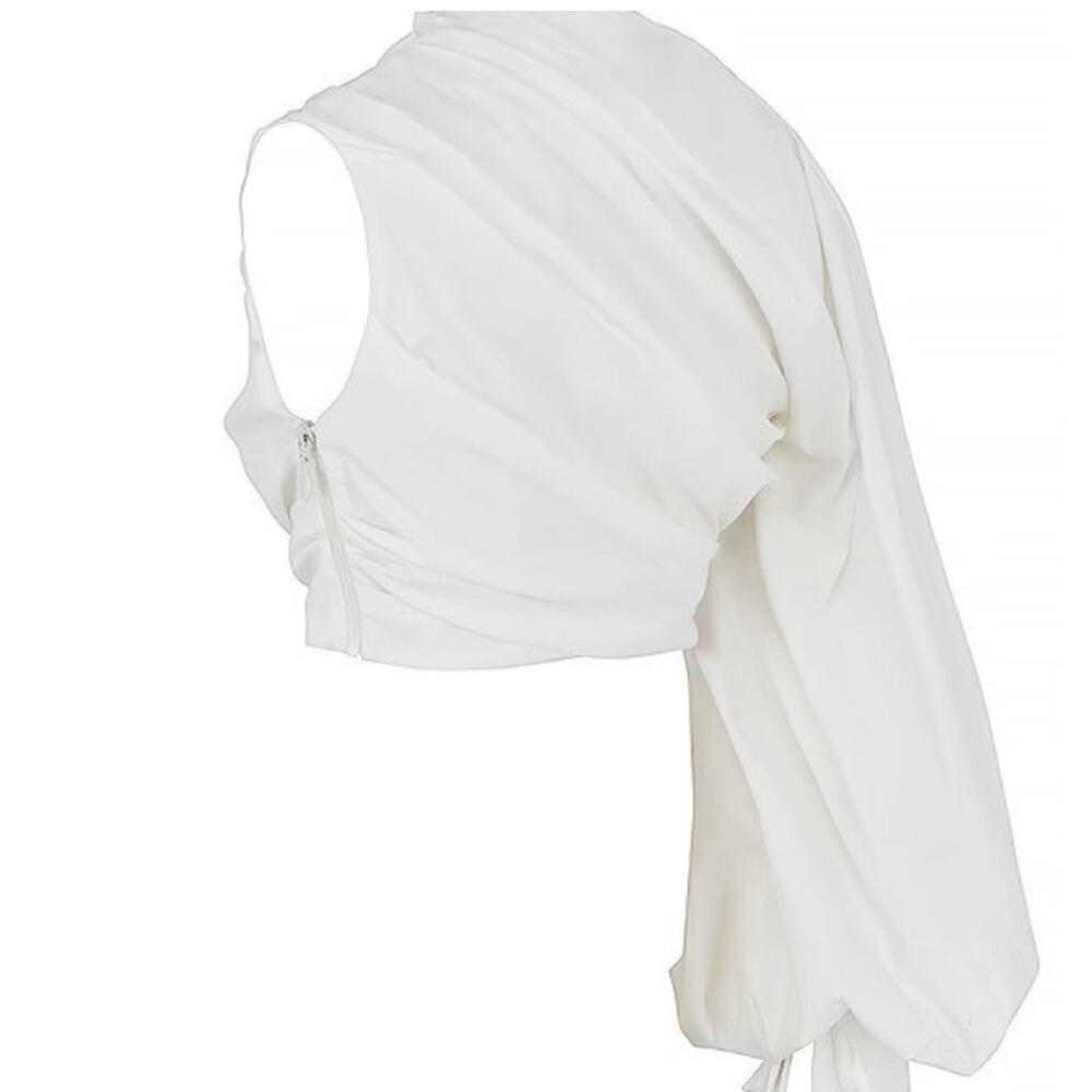 House of CB White Cropped Blouse